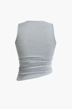 Basic Ruched Sleeveless Top And Slit Maxi Skirt Set
