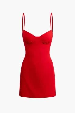 Basic Solid Bustier Slip Mini Dress