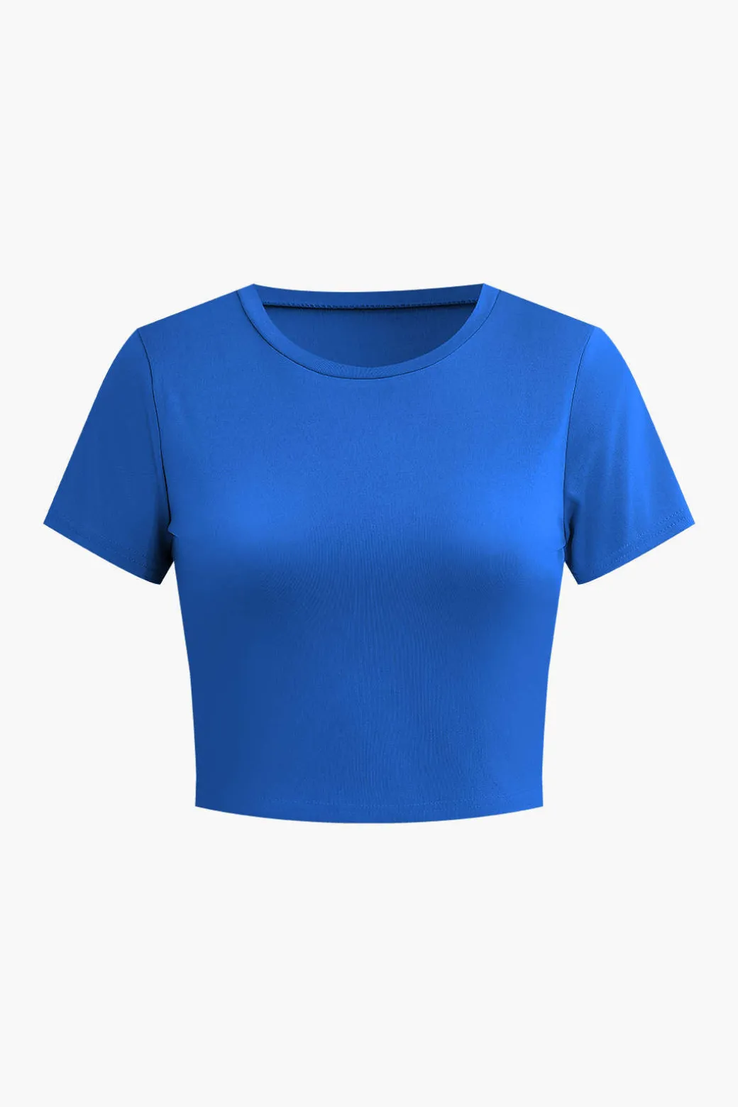Basic Solid Crop T-shirt And Pleated High Waist Wide Leg Pants Set
