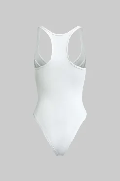 Basic Solid Deep-V Neck Bustier Bodysuit