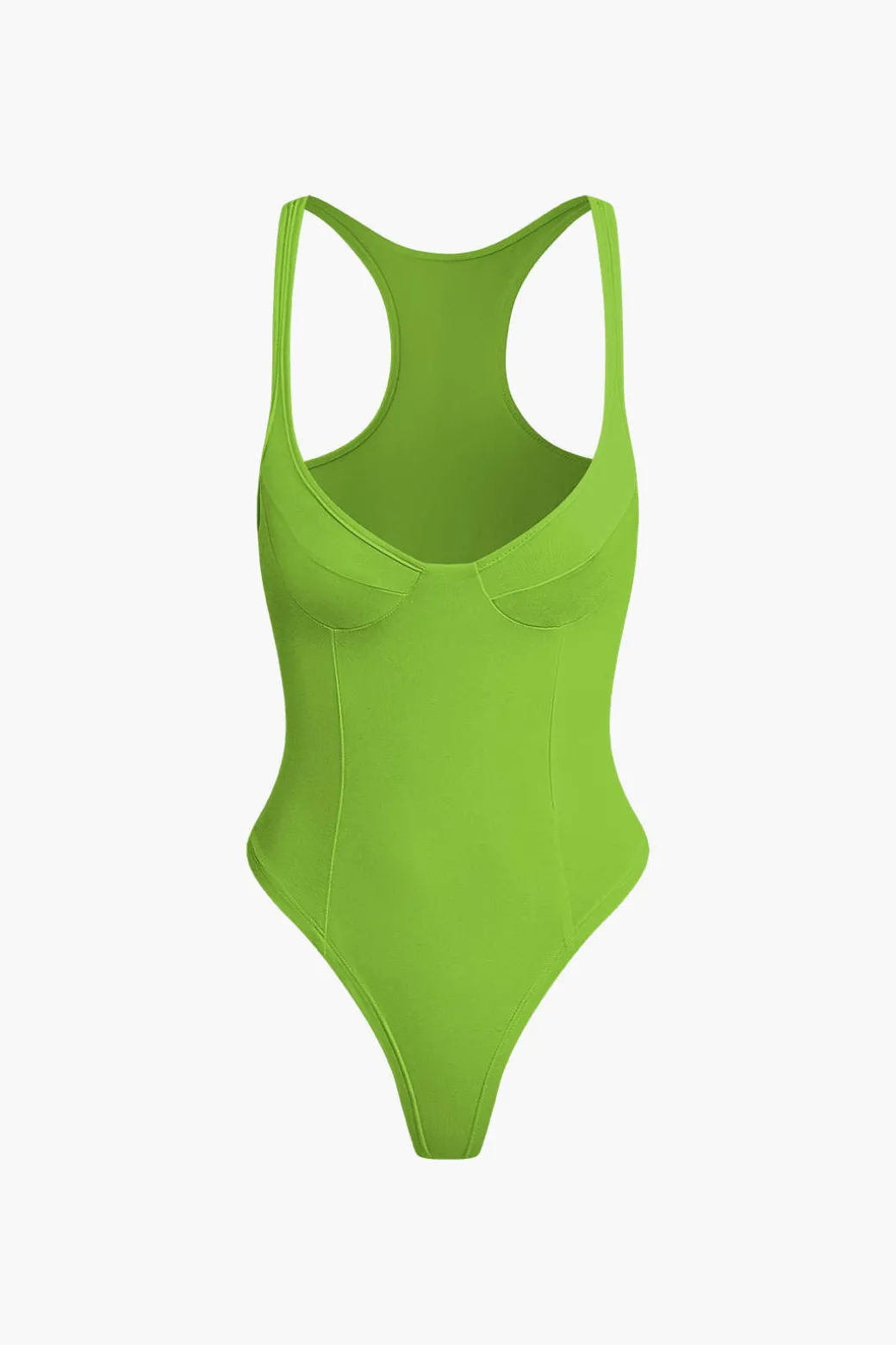 Basic Solid Deep-V Neck Bustier Bodysuit