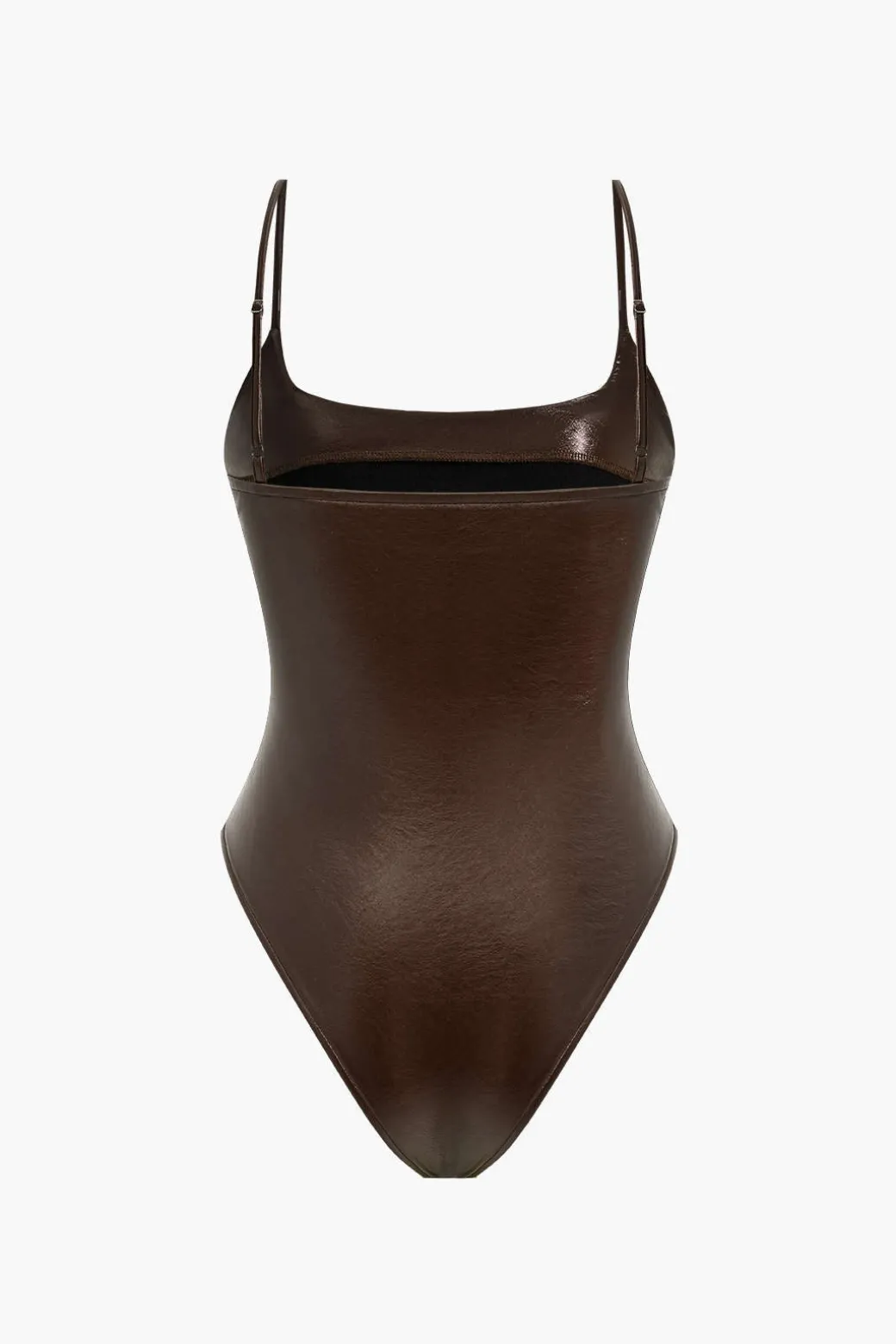 Basic Solid Faux Leather Bodysuit