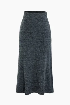 Basic Solid High-Waisted Mermaid Sweater Skirt