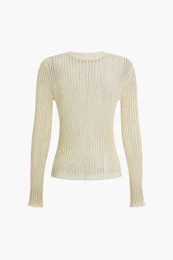 Basic Solid Knit Long-Sleeve Top