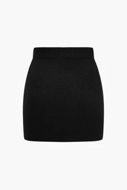 Basic Solid Knit Mini Skirt