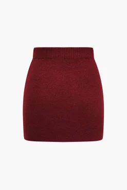 Basic Solid Knit Mini Skirt