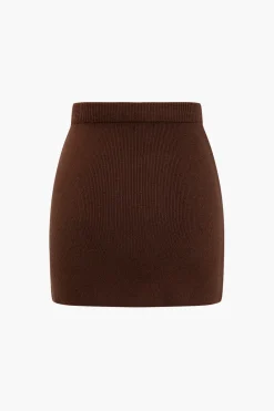 Basic Solid Knit Mini Skirt
