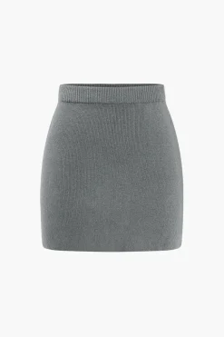 Basic Solid Knit Mini Skirt