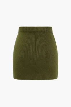 Basic Solid Knit Mini Skirt