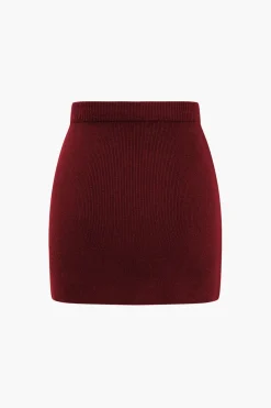 Basic Solid Knit Mini Skirt