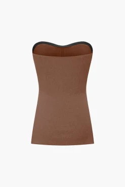 Basic Solid Knit Split Strapless Top And Shorts Set