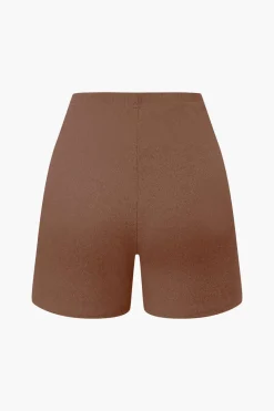 Basic Solid Knit Split Strapless Top And Shorts Set