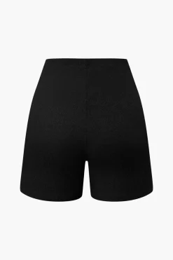 Basic Solid Knit Split Strapless Top And Shorts Set