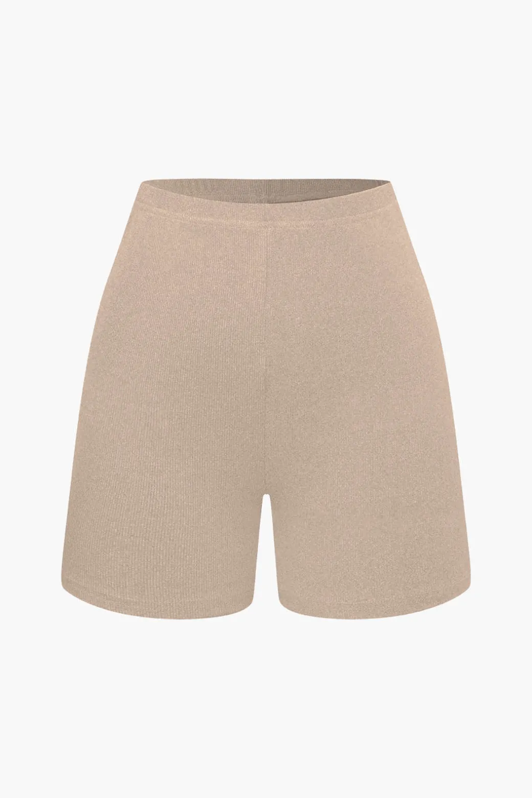 Basic Solid Knit Split Strapless Top And Shorts Set