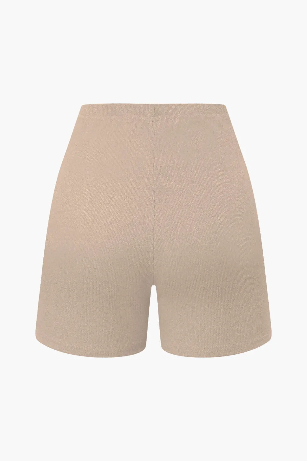 Basic Solid Knit Split Strapless Top And Shorts Set