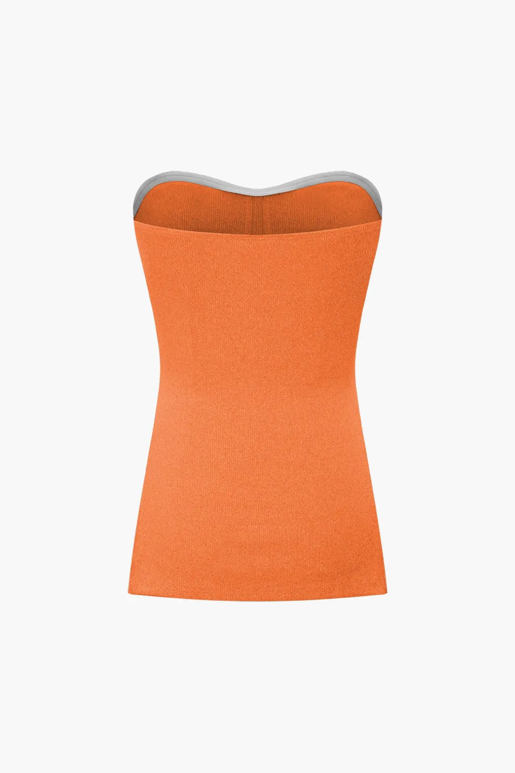 Basic Solid Knit Split Strapless Top And Shorts Set