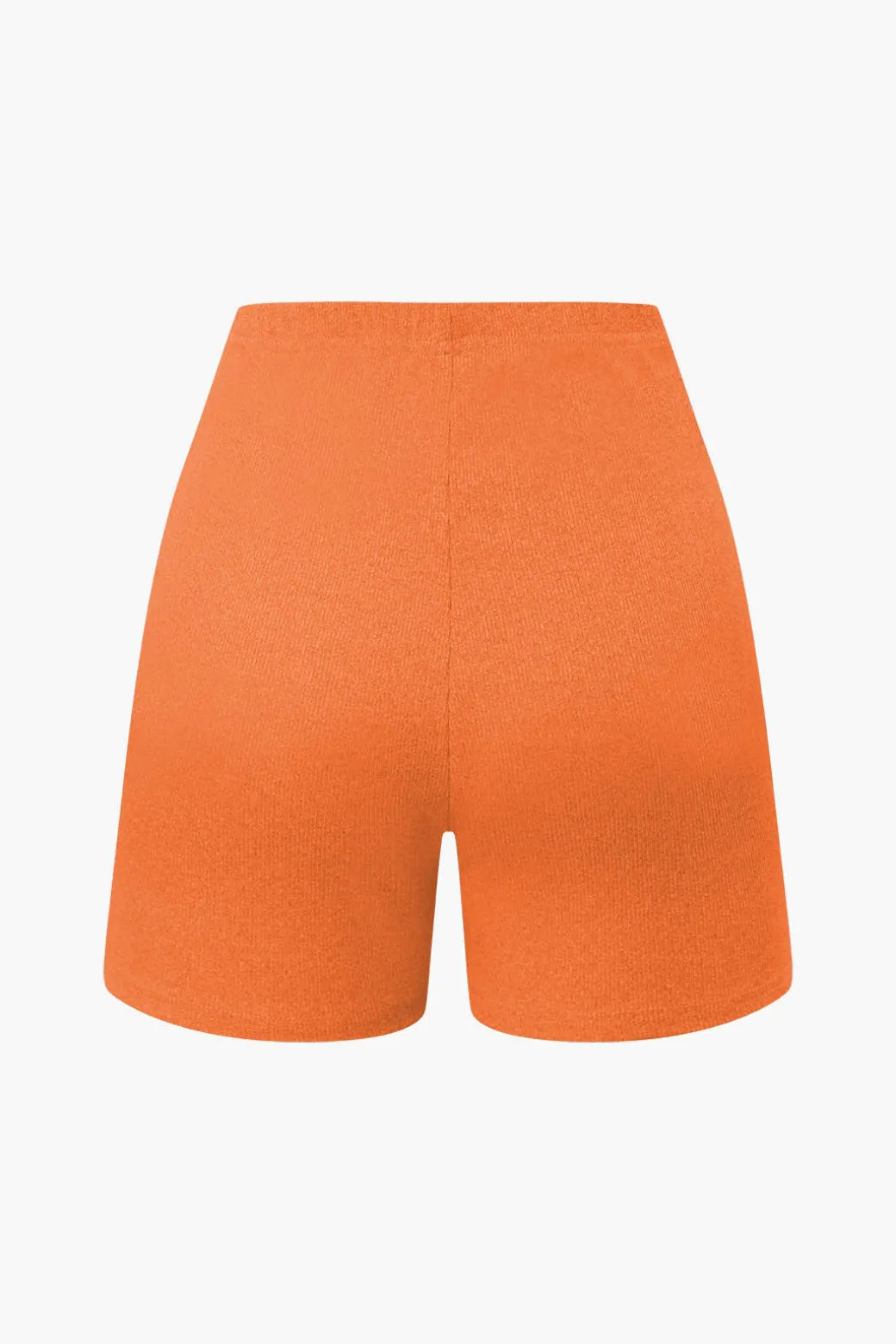 Basic Solid Knit Split Strapless Top And Shorts Set