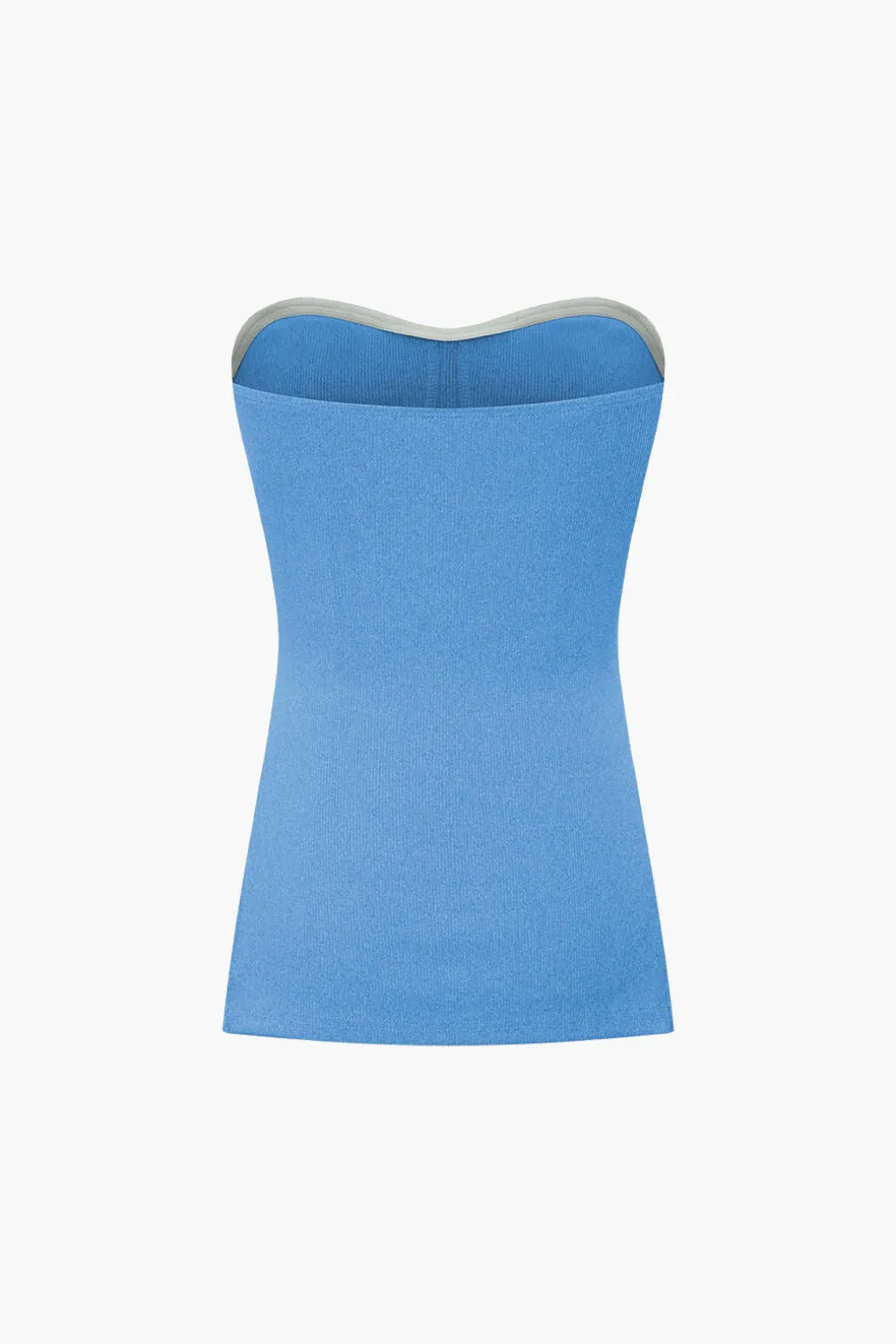 Basic Solid Knit Split Strapless Top And Shorts Set