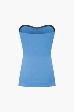 Basic Solid Knit Split Strapless Top And Shorts Set