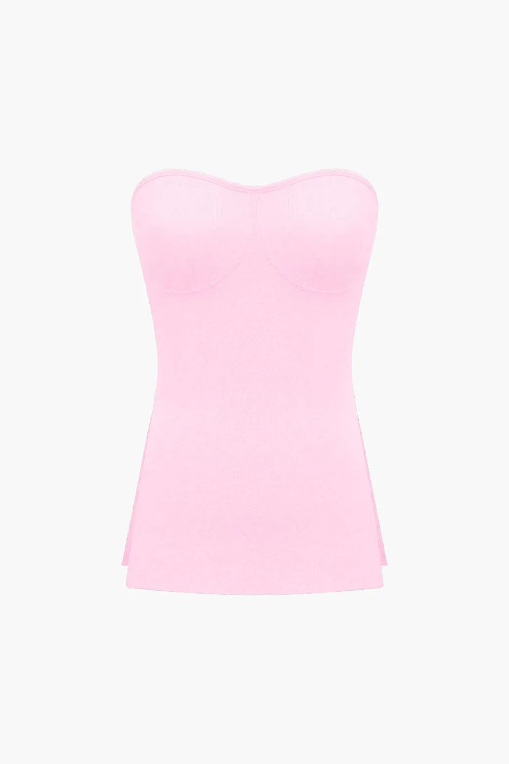 Basic Solid Knit Split Strapless Top And Shorts Set