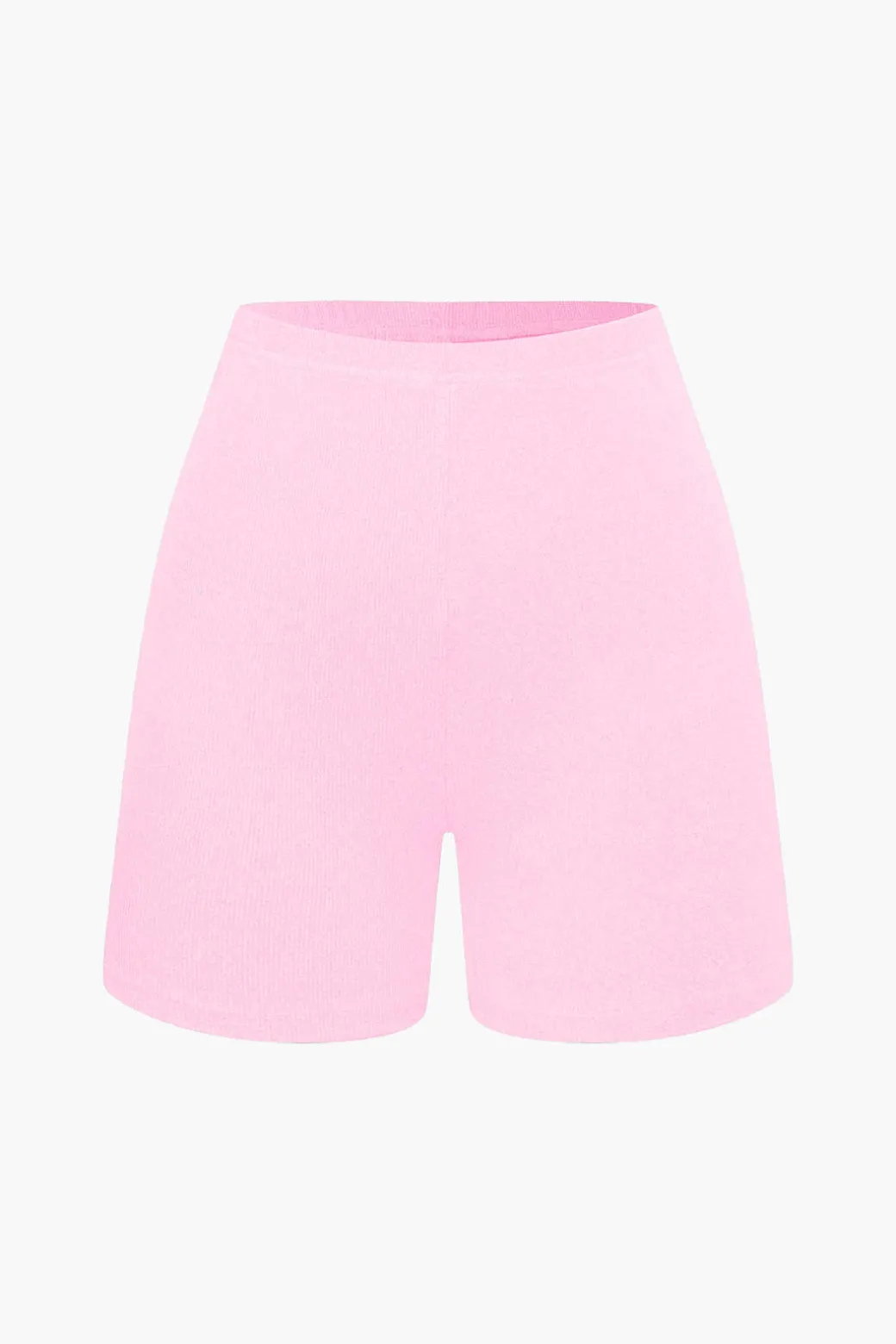 Basic Solid Knit Split Strapless Top And Shorts Set