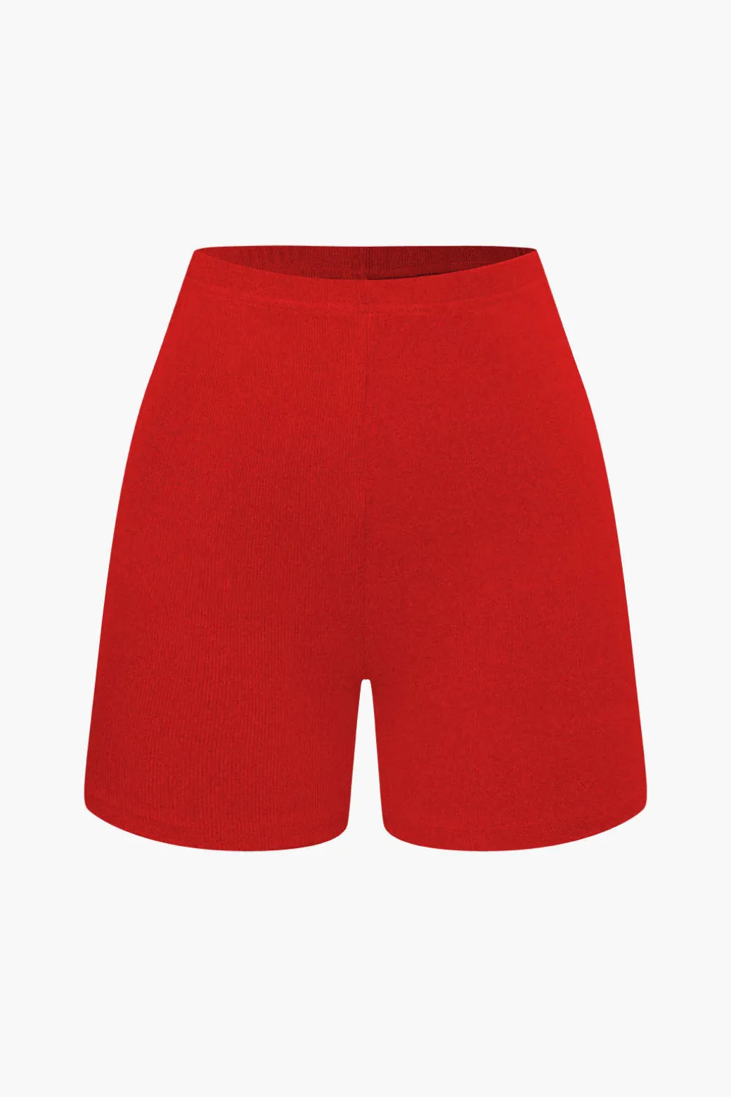 Basic Solid Knit Split Strapless Top And Shorts Set