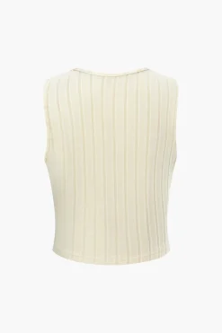 Basic Solid Knit Tank Top And High Waist Pants Set