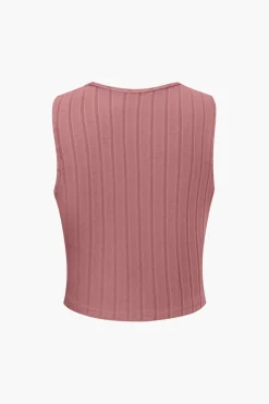 Basic Solid Knit Tank Top And High Waist Pants Set