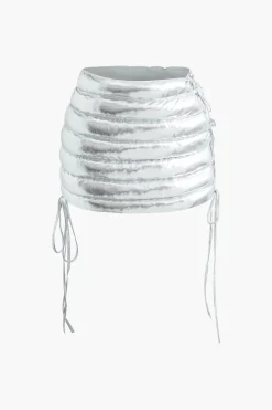 Basic Solid Lace-Up Mini Skirt