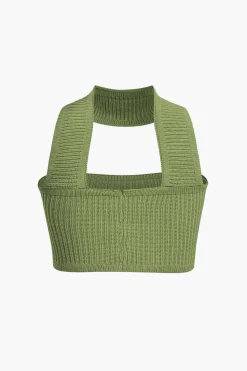 Basic Solid Ribbed Knit Crop Tank Top