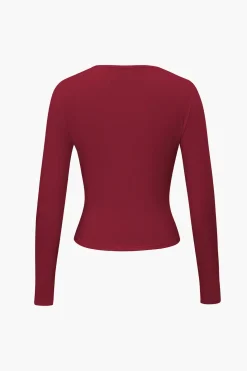 Basic Solid Round Neck Long Sleeve Top