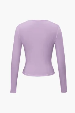 Basic Solid Round Neck Long Sleeve Top