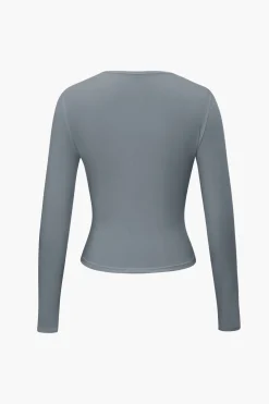 Basic Solid Round Neck Long Sleeve Top