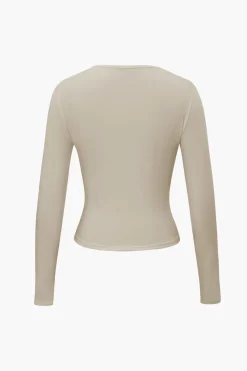 Basic Solid Round Neck Long Sleeve Top
