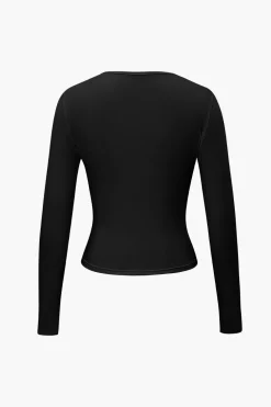 Basic Solid Round Neck Long Sleeve Top