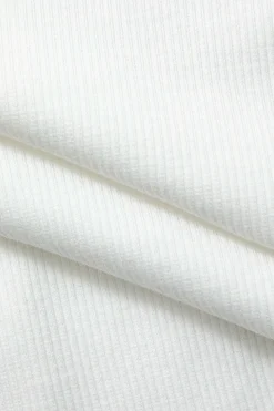 Basic Solid Round Neck Ribbed Long-Sleeve Top