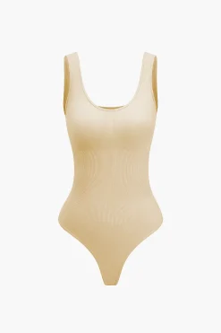 Basic Solid Round Neck Sleeveless Bodysuit