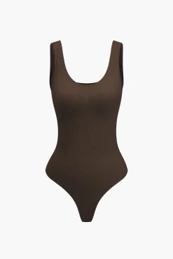 Basic Solid Round Neck Sleeveless Bodysuit