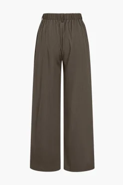 Basic Solid Ruched Wide Leg Trousers