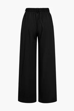 Basic Solid Ruched Wide Leg Trousers