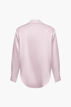 Basic Solid Satin Long-Sleeve Shirt