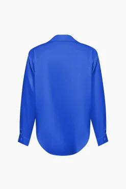 Basic Solid Satin Long-Sleeve Shirt