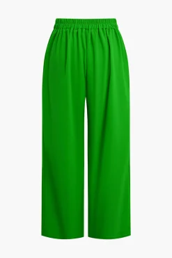 Basic Solid Sleeveless Top And Straight Leg Pants Set