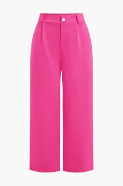 Basic Solid Sleeveless Top And Straight Leg Pants Set