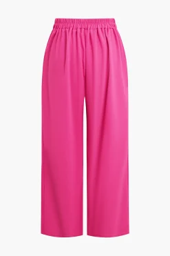 Basic Solid Sleeveless Top And Straight Leg Pants Set