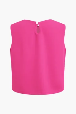 Basic Solid Sleeveless Top And Straight Leg Pants Set