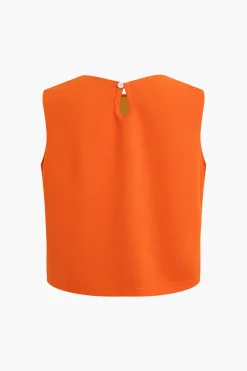 Basic Solid Sleeveless Top And Straight Leg Pants Set