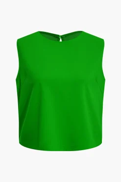 Basic Solid Sleeveless Top And Straight Leg Pants Set