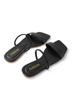 Basic Square Toe Flat Slide Sandals
