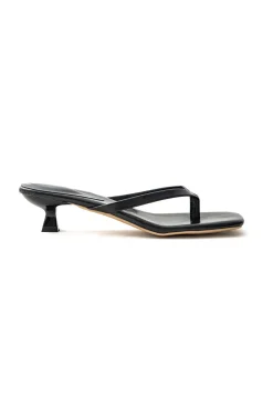 Basic Square Toe Thong Heeled Sandals